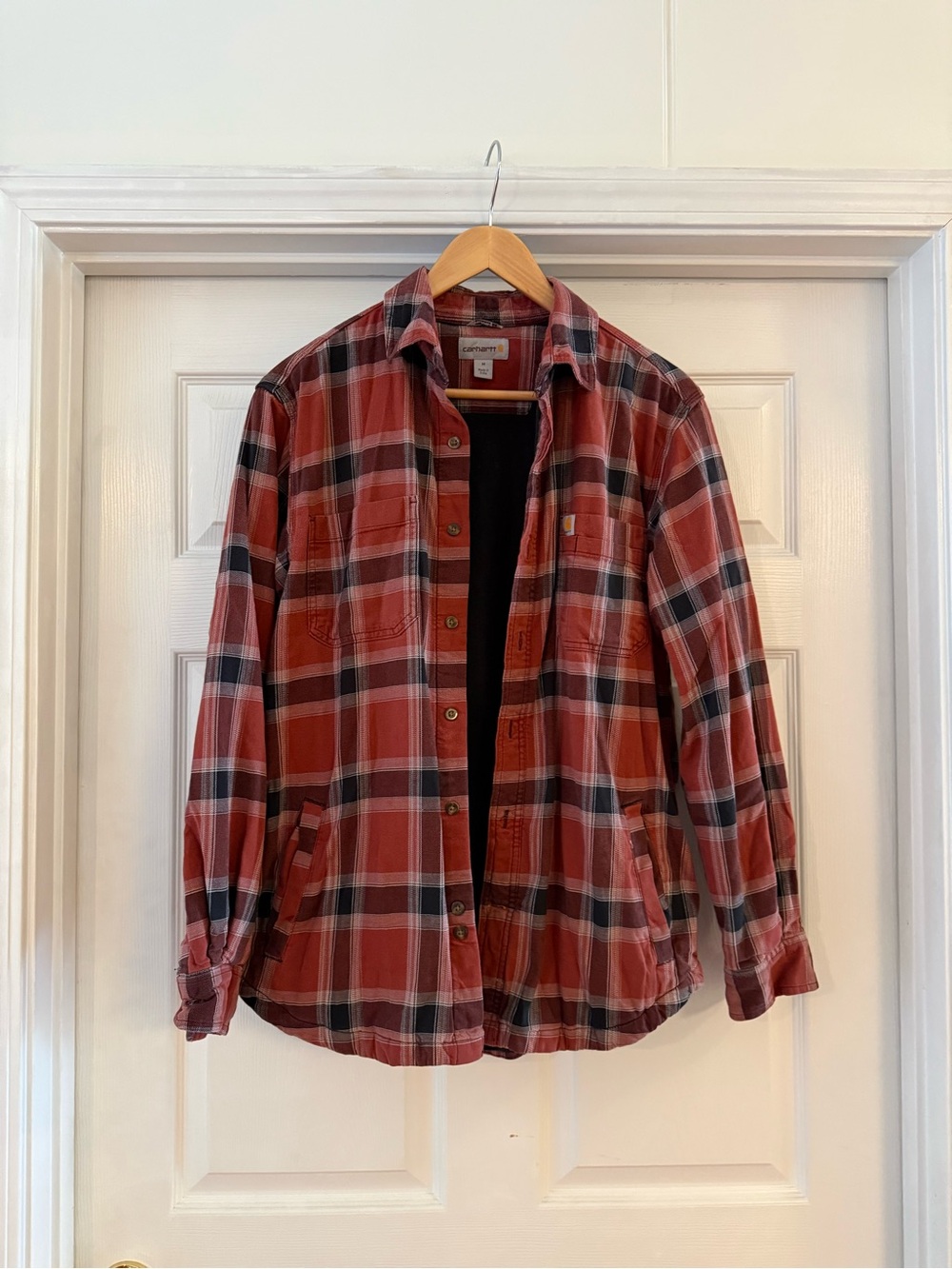 Carhartt Men's Rust Red Plaid Lightweight Shirt Jacket